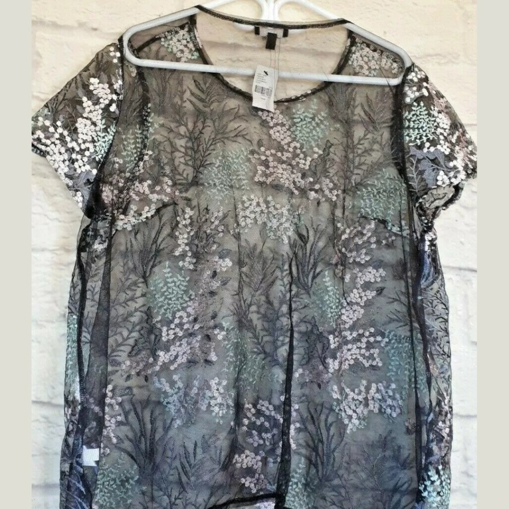 Lane Bryant Womens Sheer Top Floral Size 18/20